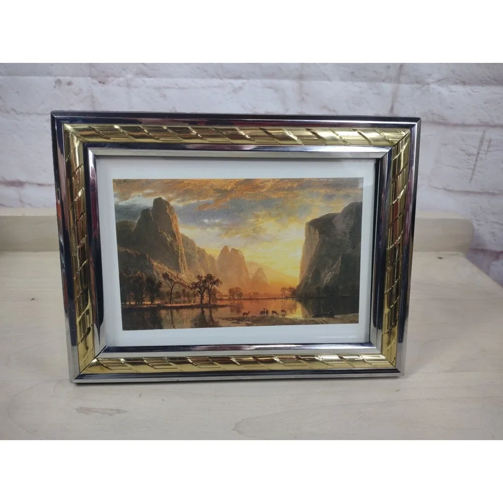 Vintage Art Deco Style Brass Silver Tone Metal Picture Photo Frame 5x7 Korea